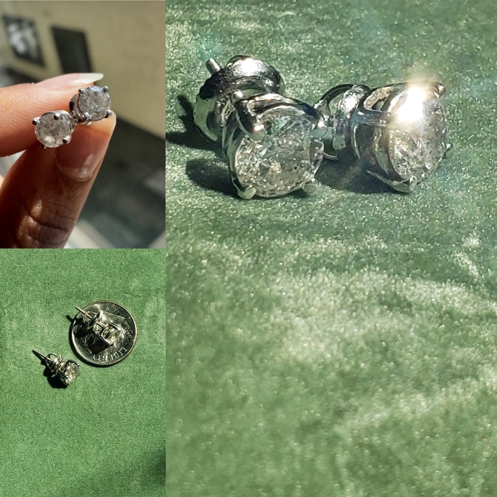 100% real diamond studs earrings